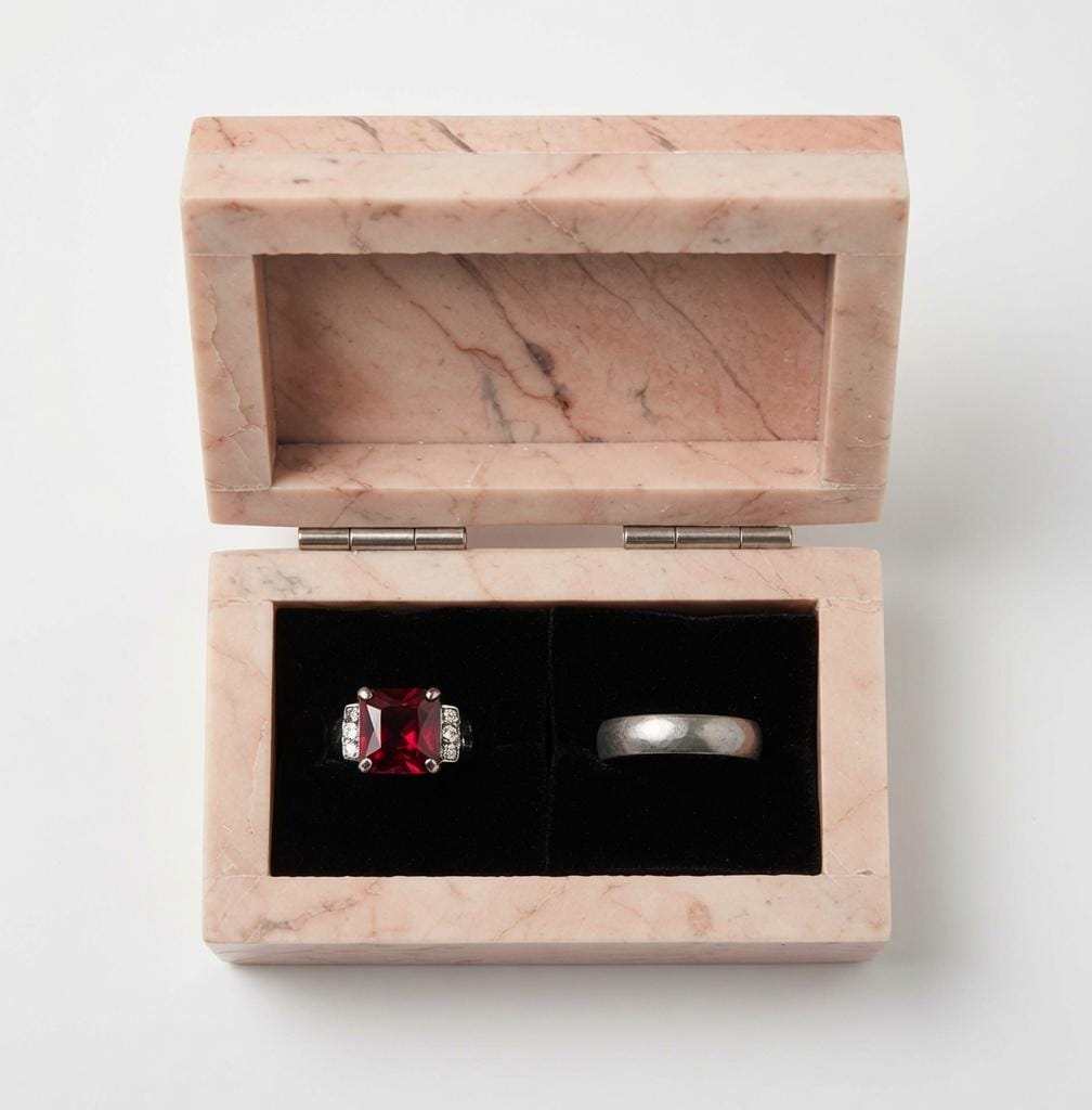Emperador Light brown Marble Ring Box a beautiful box perfect for a proposal or display a perfect keepsake that will be treasure forever
