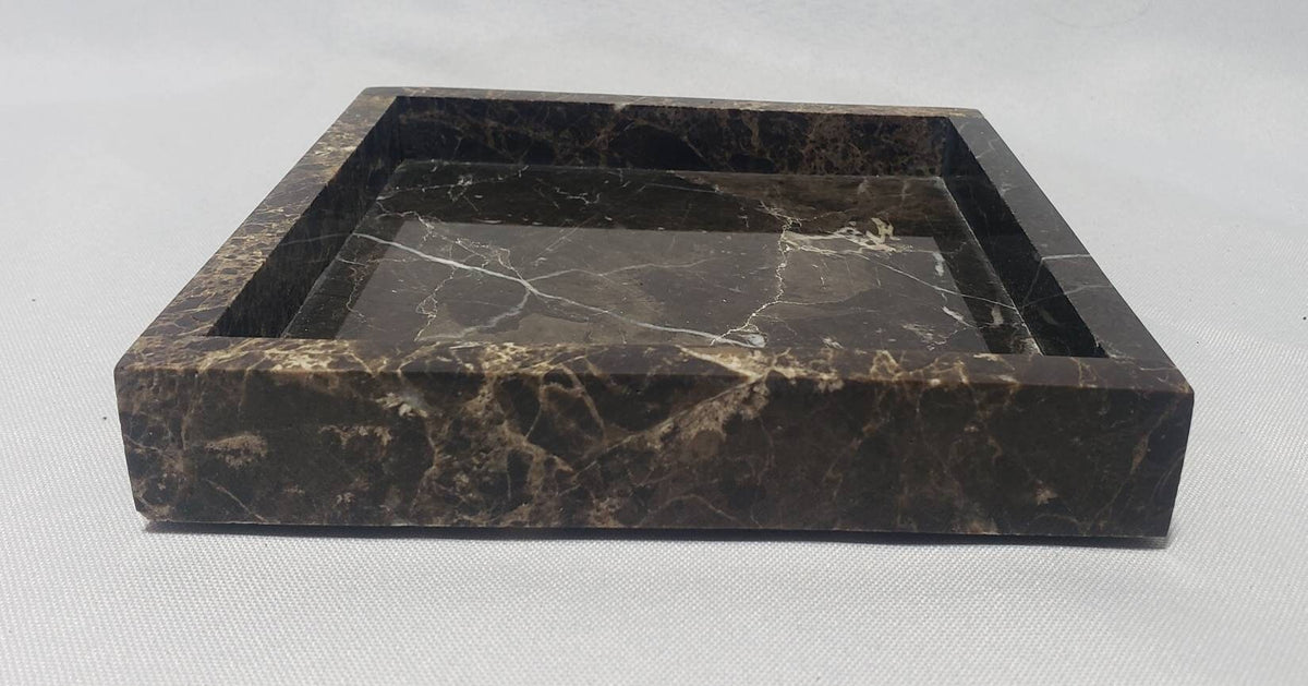 Handmade Emperador Dark Marble Tray, Home Decor (6x6x1) perfect for a catch all tray