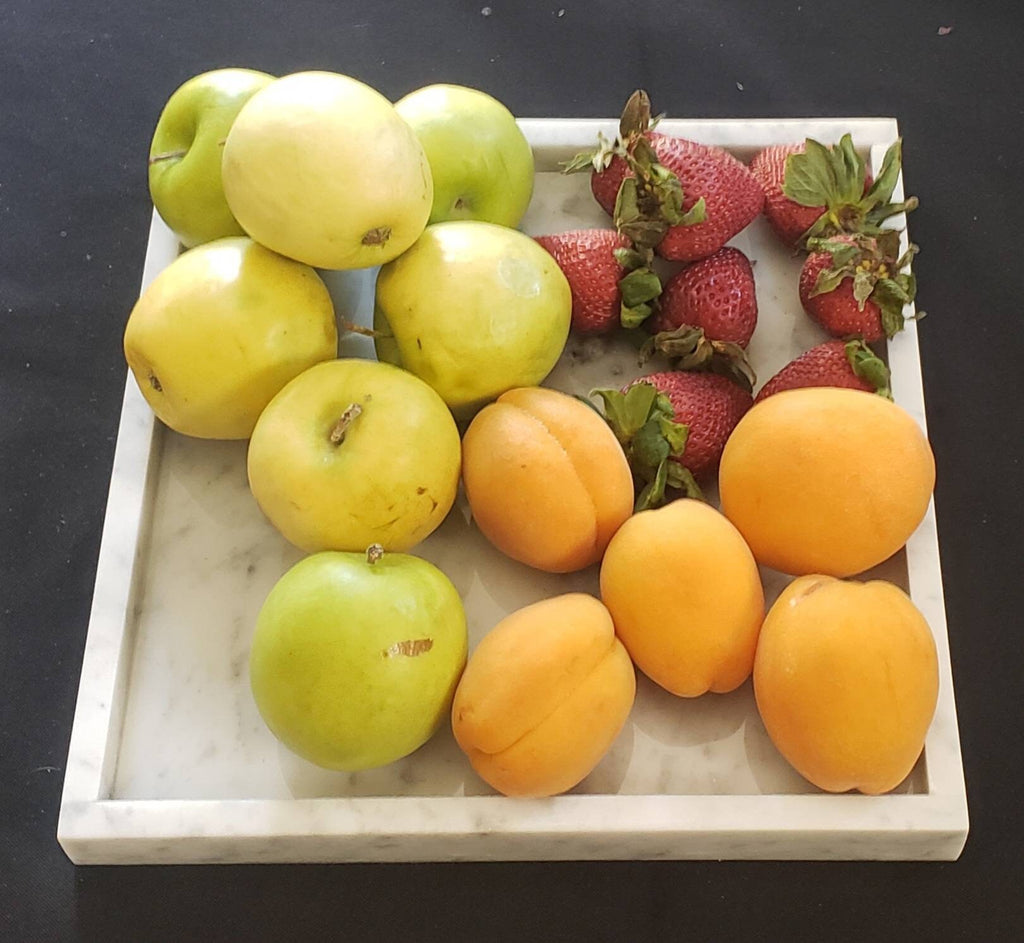 Handmade Bianco Carrara Marble Tray, Table Centerpiece (12"x12")