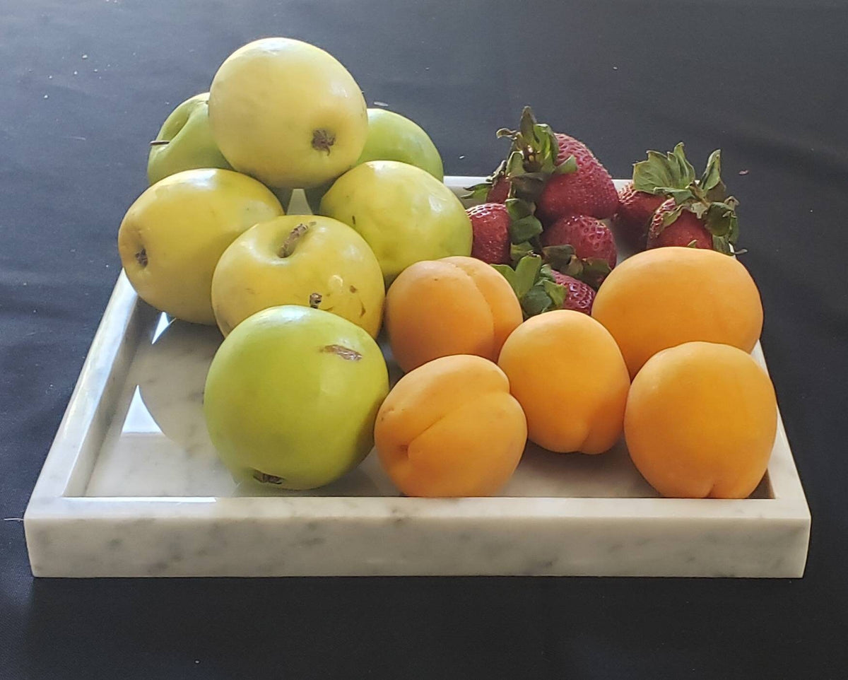 Handmade Bianco Carrara Marble Tray, Table Centerpiece (12"x12")