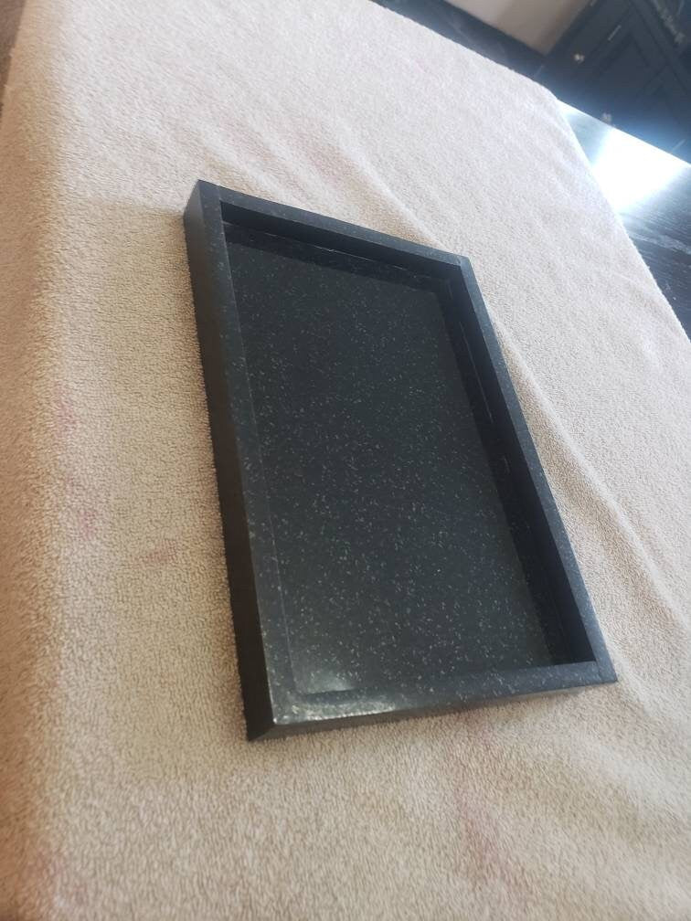 Handmade Absolute Black Granite Tray, Housewarming Gift 10"×6 3/4" height 1"