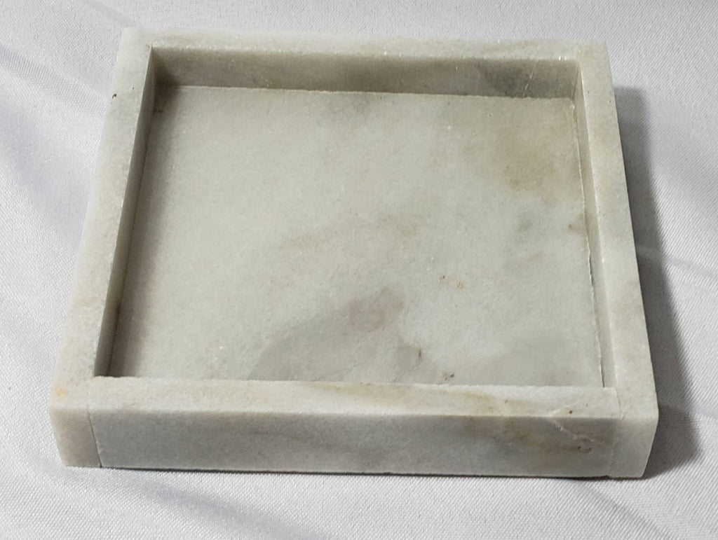 Handmade Ocean Silver Marble Tray 6" × 6" height 1", perfect for your nightstand, bathroom, or just beautiful decor.