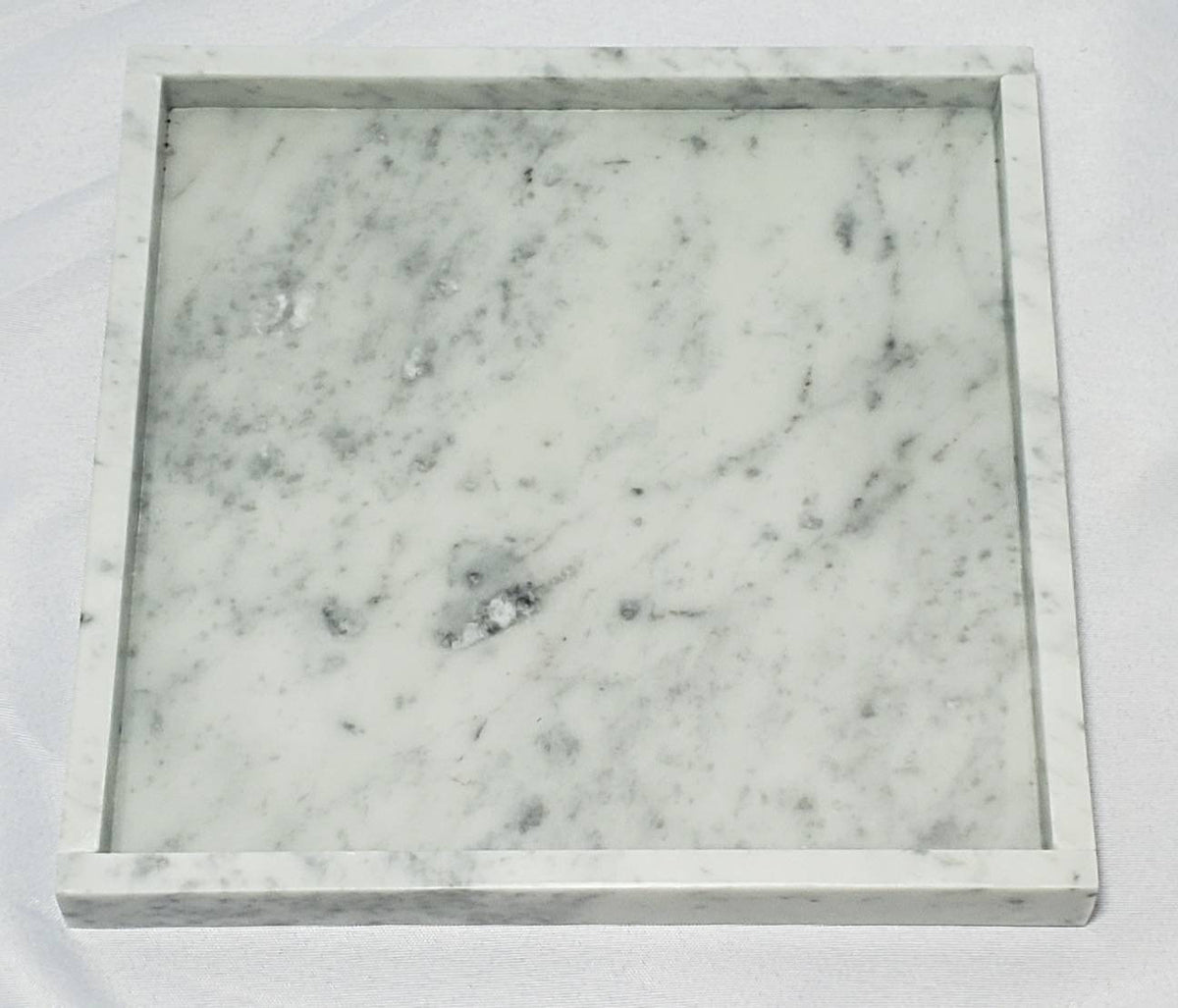 Handmade Bianco Carrara Marble Tray, Table Centerpiece (12"x12")