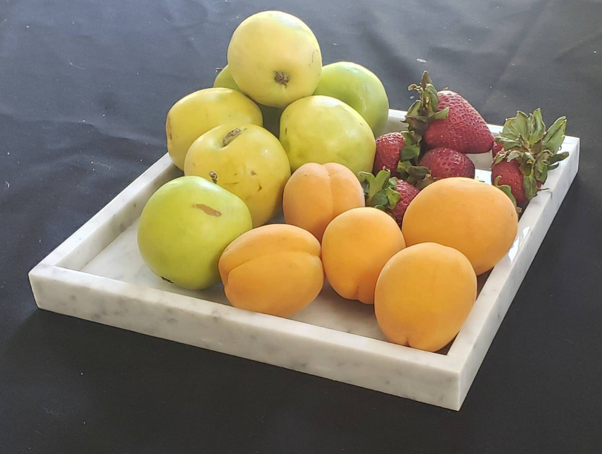 Handmade Bianco Carrara Marble Tray, Table Centerpiece (12"x12")