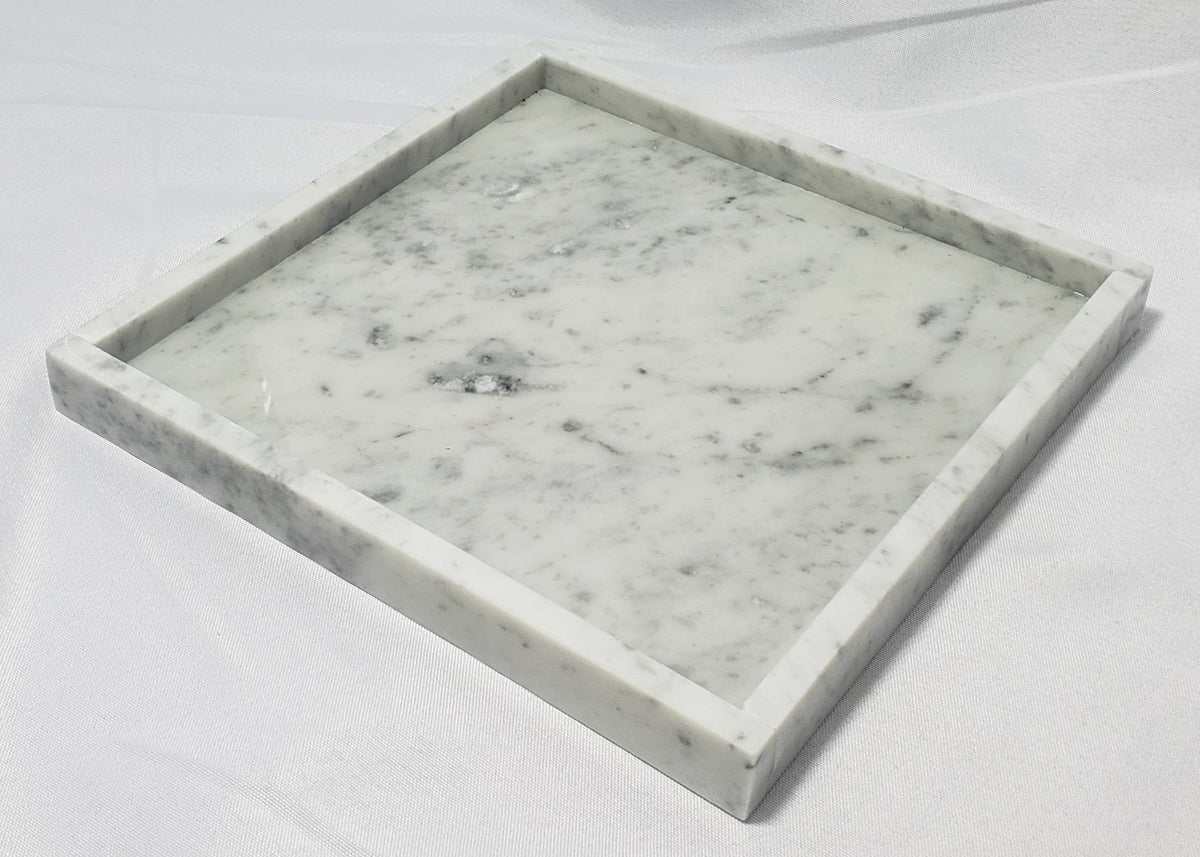 Handmade Bianco Carrara Marble Tray, Table Centerpiece