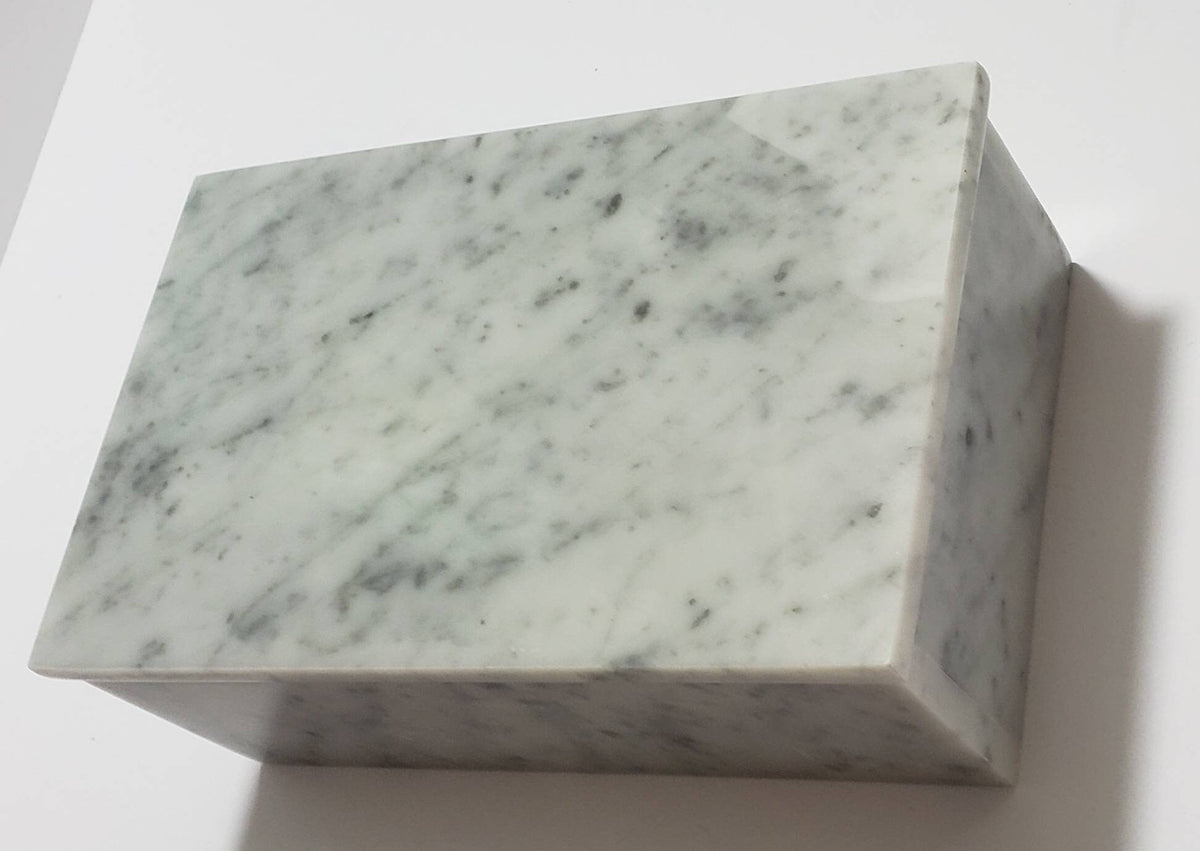 Bianco Carrara Marble Jewelry Box 9 1/4" × 5 3/4" height 3 1/2" with 2 fitted jewelry storage trays Free Shipping