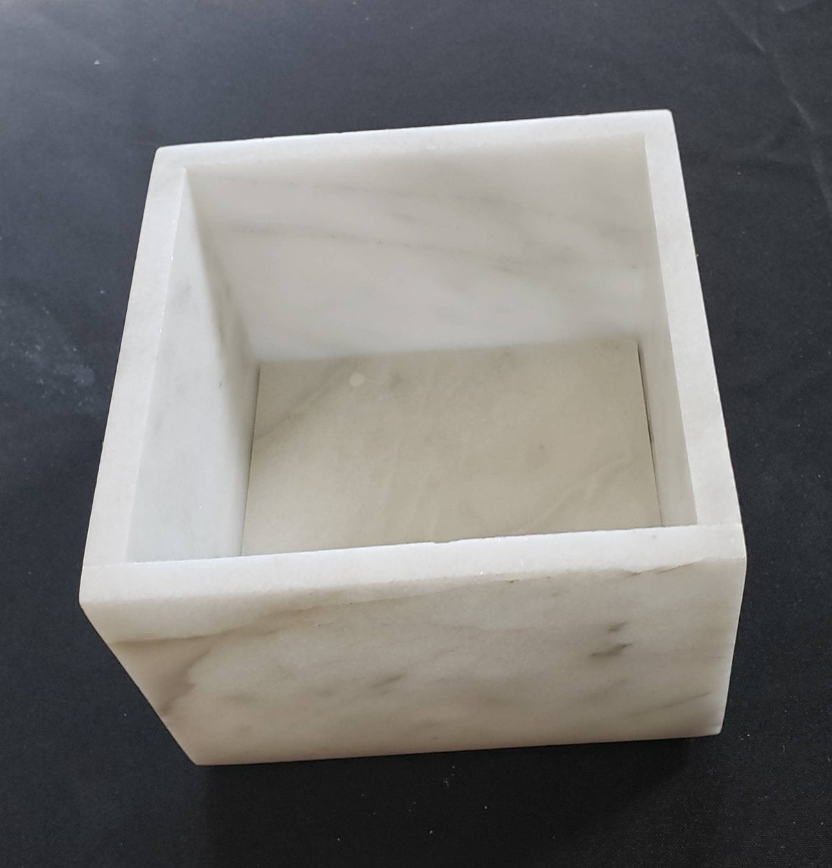 Handmade Glacier White Marble Box: Elegant Desk & Kitchen Storage(6X6X4)