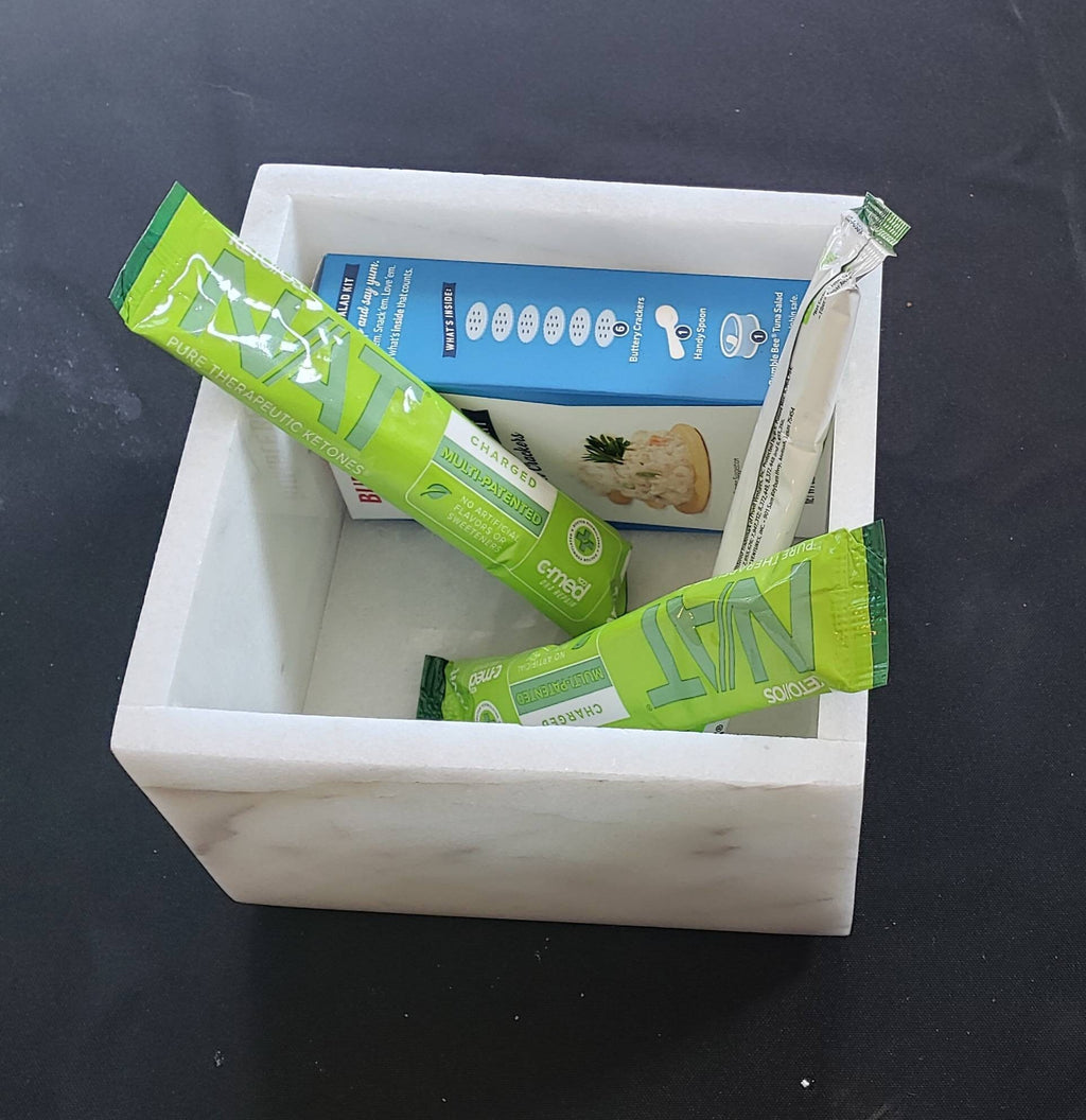 Handmade Glacier White Marble Box: Elegant Desk & Kitchen Storage(6X6X4)
