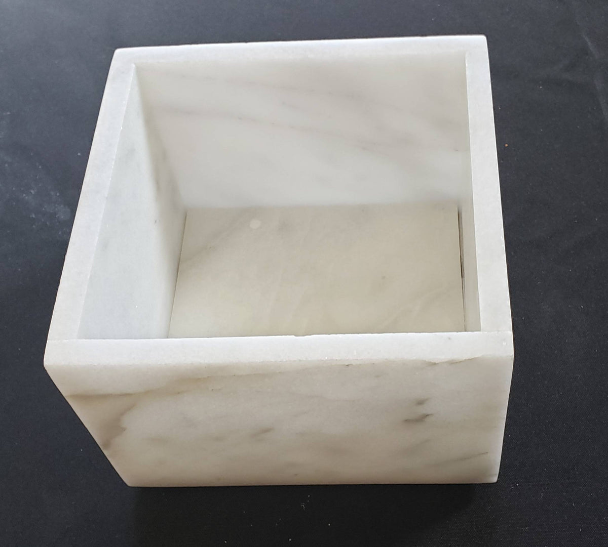 Handmade Glacier White Marble Box: Elegant Desk & Kitchen Storage(6X6X4)