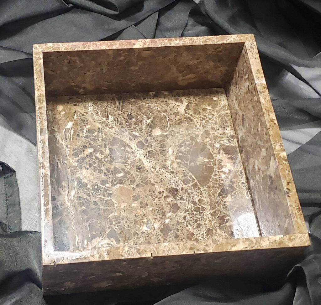 Handmade Emperador Light Marble Box 7 3/4"×7 3/4" height 3 5/8" Free Shipping