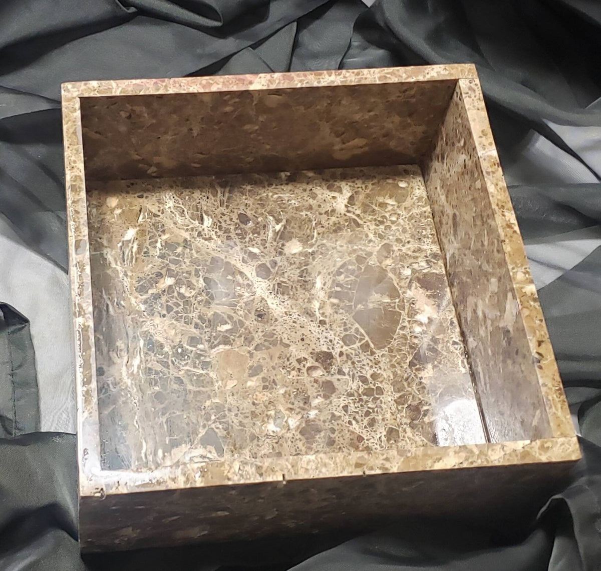Handmade Emperador Light Marble Box 7 3/4"×7 3/4" height 3 5/8" Free Shipping
