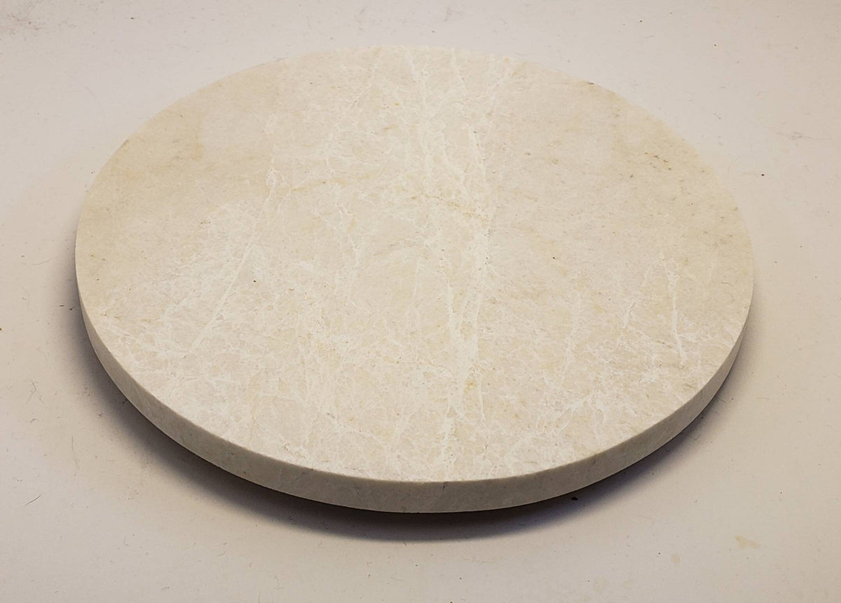 Handmade Vanilla Brushed Marble,  Hot plate. Perfect to protect your table from hot pots and pans 9" available in 3 shapes.