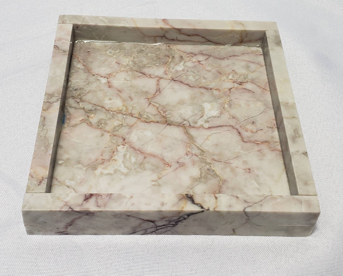 Dynasty Cream Marble Tray in your choice of sizes up to 6"×6" , perfect for your nightstand, bathroom, or table decor beautiful decor.