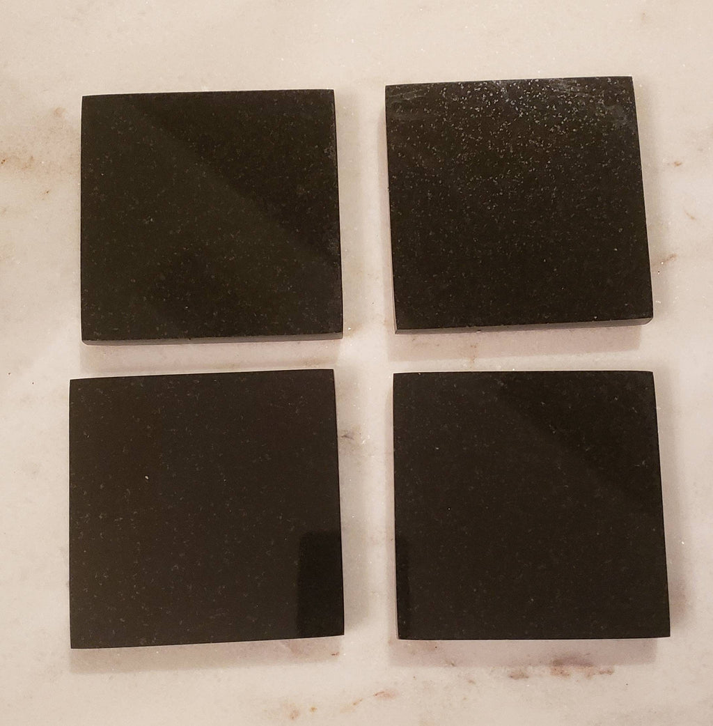 Handmade Absolute Black Granite Coasters, Set of 4