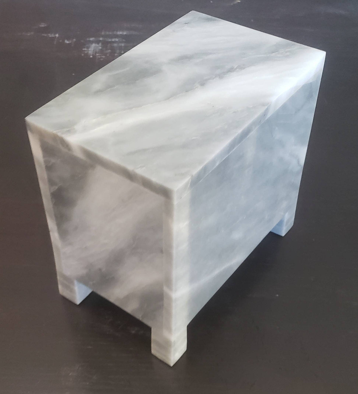 Handmade Vogue Gray Pet Urn 8 1/2" x 5 1/2" Height 6 1/2" elegant grey with white accents. Elegant vessel. Free Shipping.
