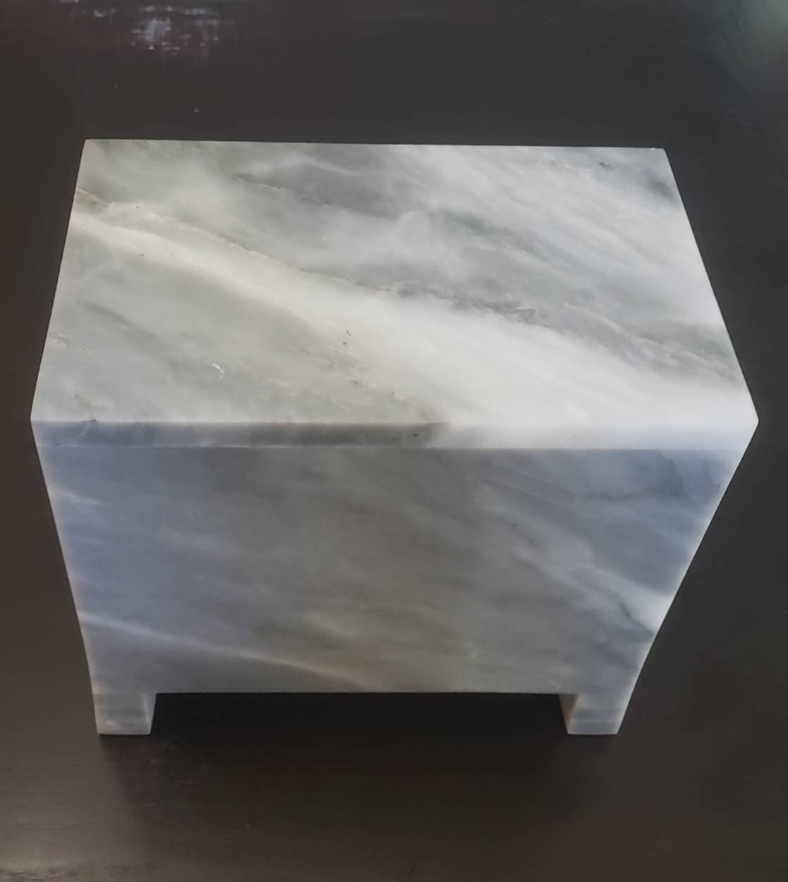 Handmade Vogue Gray Pet Urn 8 1/2" x 5 1/2" Height 6 1/2" elegant grey with white accents. Elegant vessel. Free Shipping.