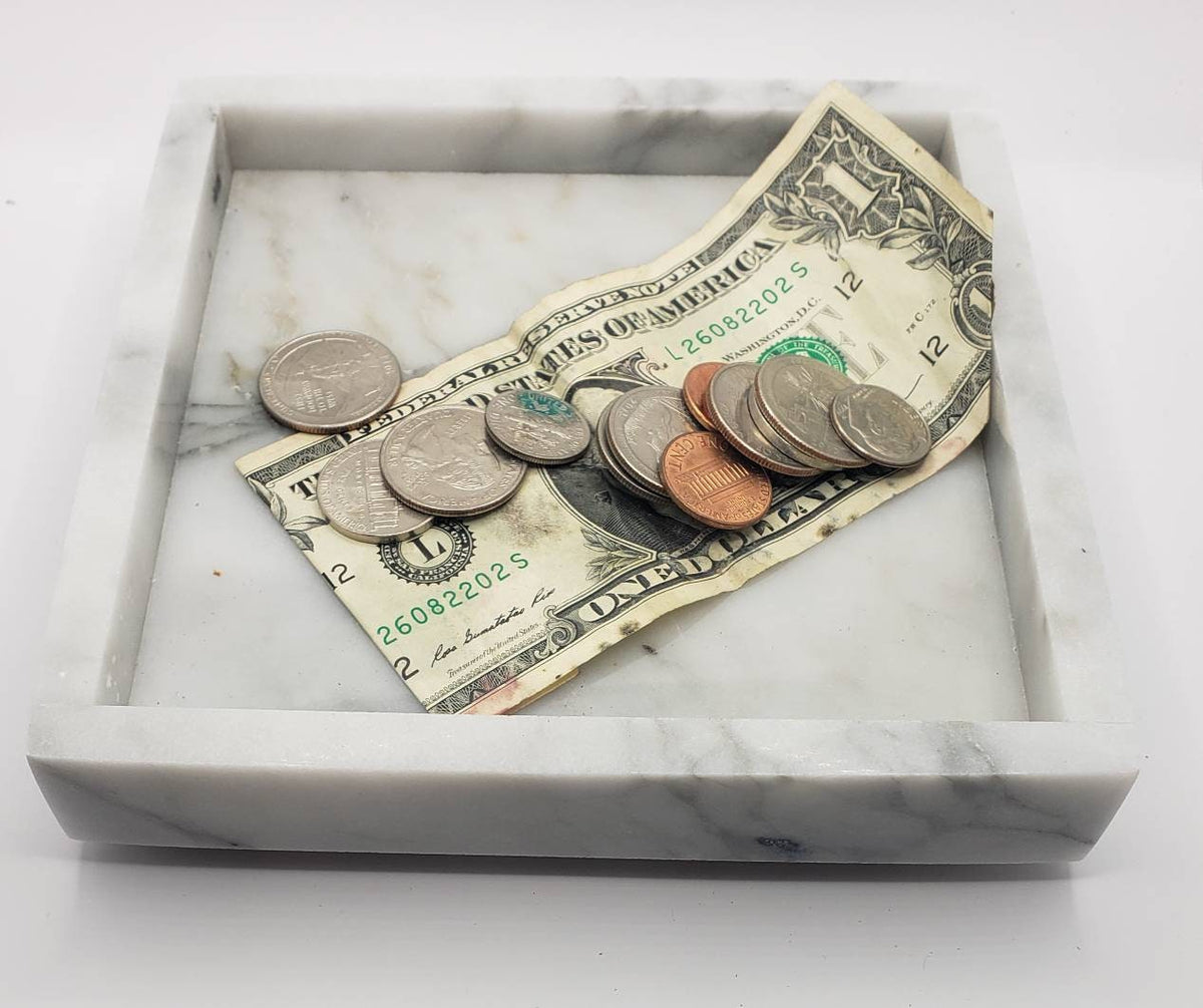 Handmade Calcutta Storia Tray 6" × 6" height 1", perfect for your nightstand, bathroom, or change tray beautiful decor