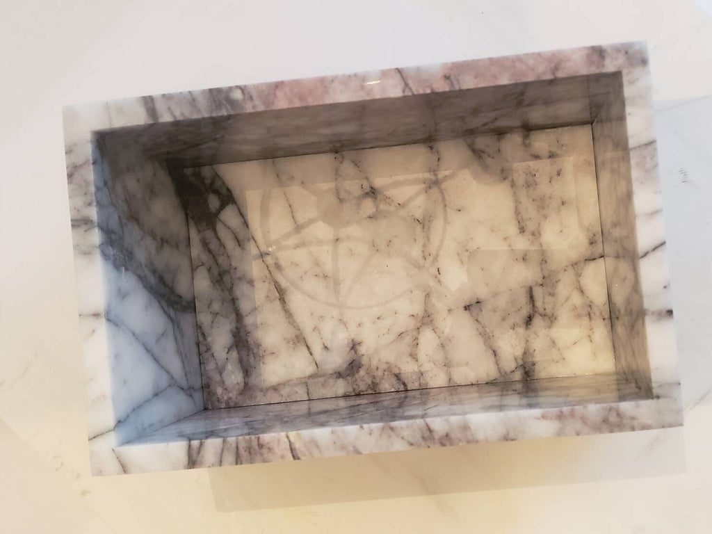 3 Tiered Large Amethyst Blue Marble Jewelry Box 9 1/2" × 6" height 4 3/4" Handmade Handcrafted Free Shipping