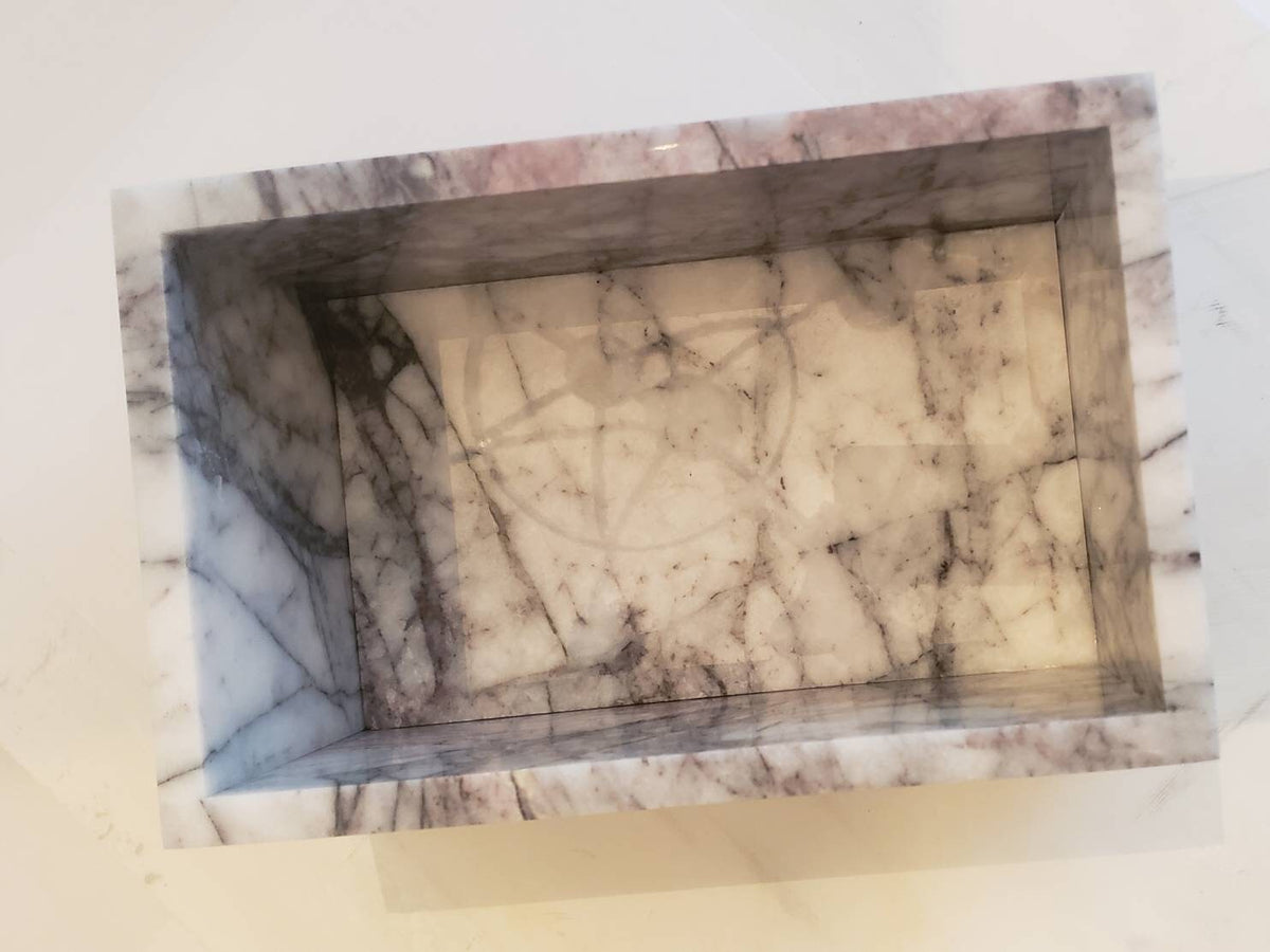 3 Tiered Large Amethyst Blue Marble Jewelry Box 9 1/2" × 6" height 4 3/4" Handmade Handcrafted Free Shipping
