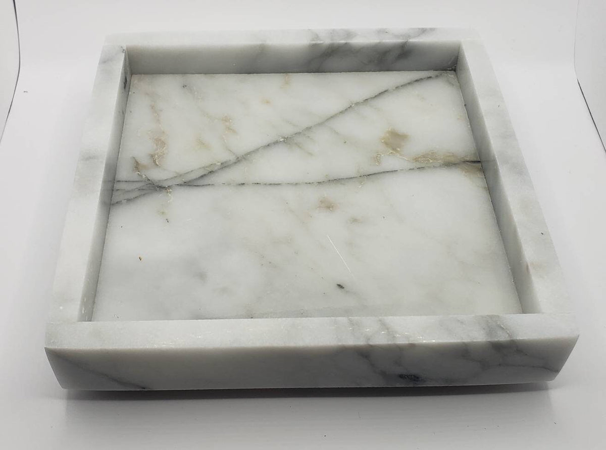 Handmade Calcutta Storia Tray 6" × 6" height 1", perfect for your nightstand, bathroom, or change tray beautiful decor