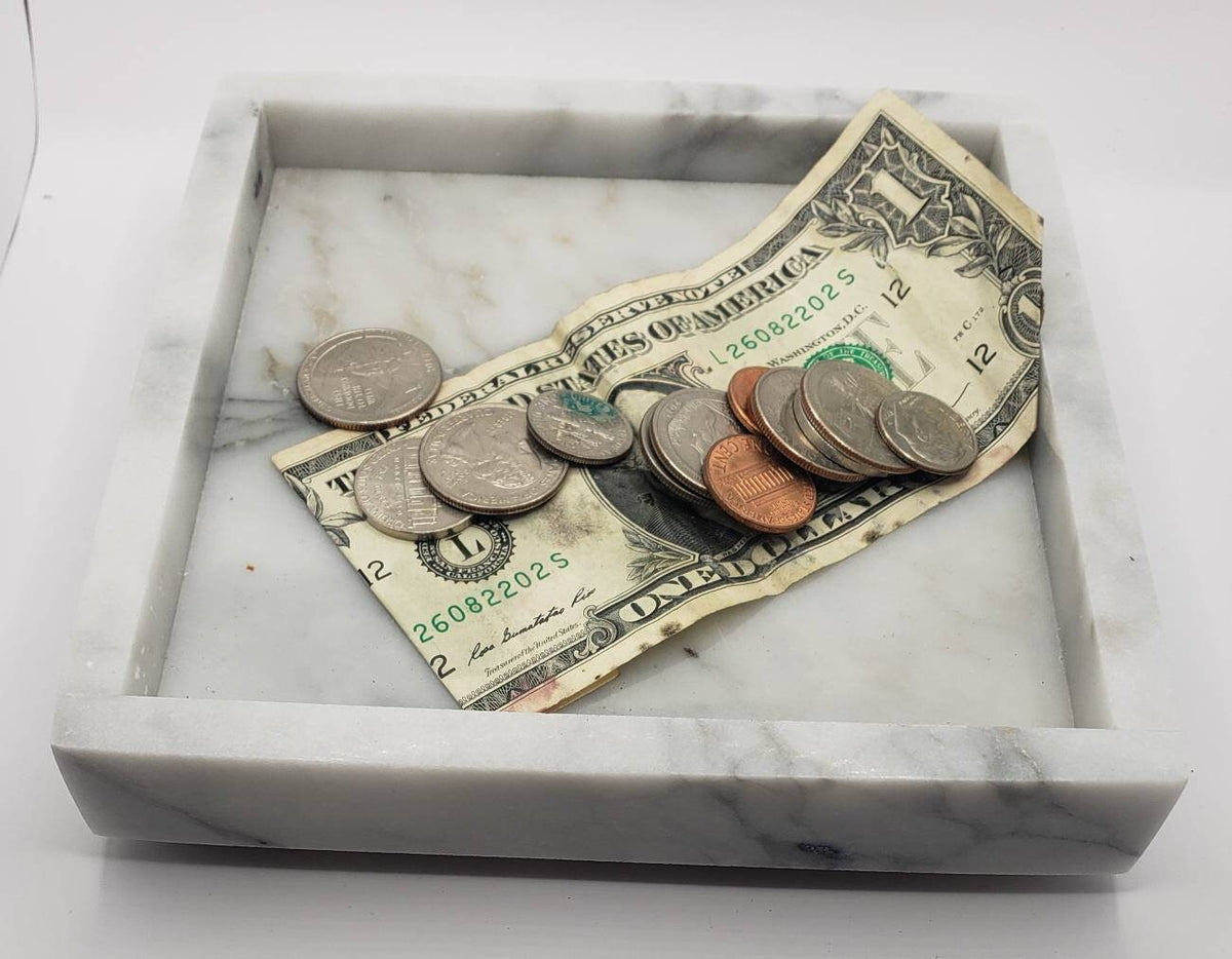 Handmade Calcutta Storia Tray 6" × 6" height 1", perfect for your nightstand, bathroom, or change tray beautiful decor