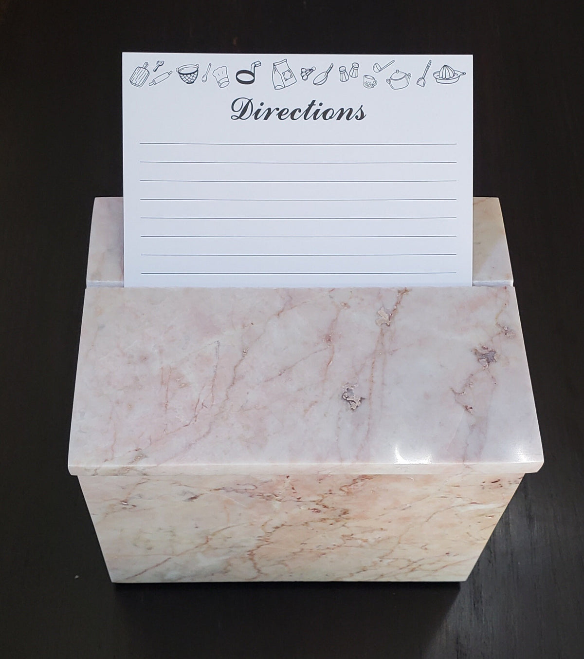 Marble Recipe Box Coral Notte Pink Marble 8"×6" height 6 1/2" fits 7x5 recipe cards Free Shipping