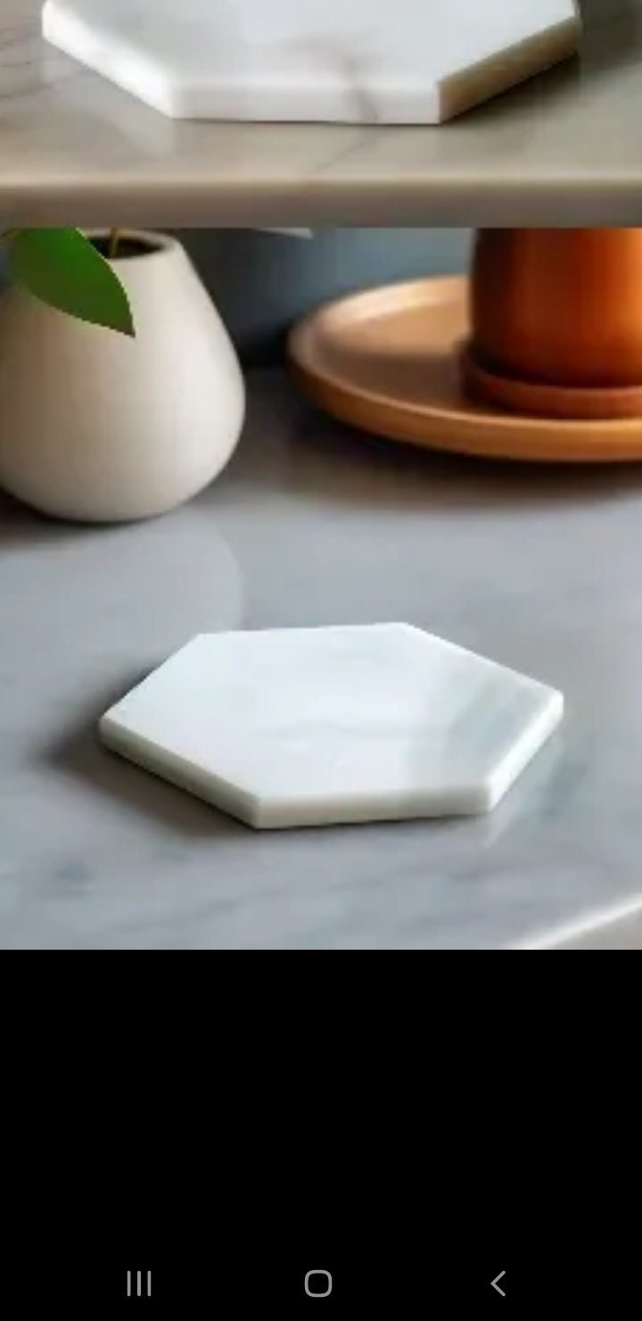 Mountain White Marble Hexagon 6"-24" Trivets / Tabletops / Decorative Marble Pieces in many sizes FREE SHIPPING