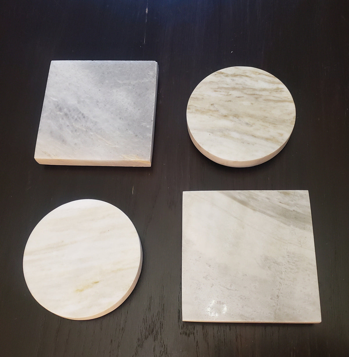 Sienna Azul Marble coasters, set of four 4" diameter coasters, available in round and square or mix and match FREE SHIPPING.