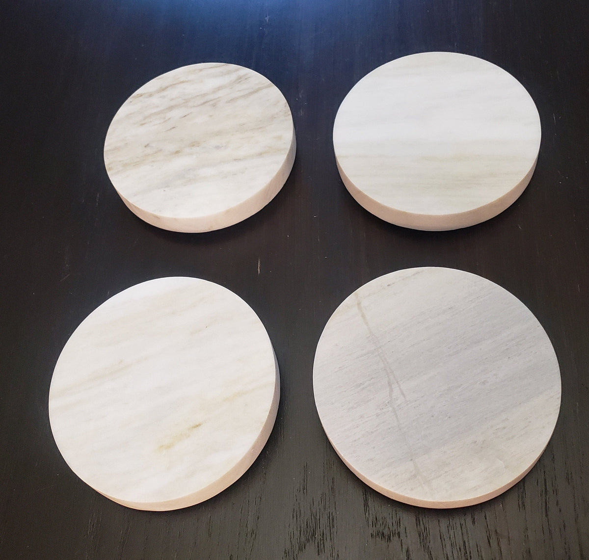 Sienna Azul Marble coasters, set of four 4" diameter coasters, available in round and square or mix and match FREE SHIPPING.