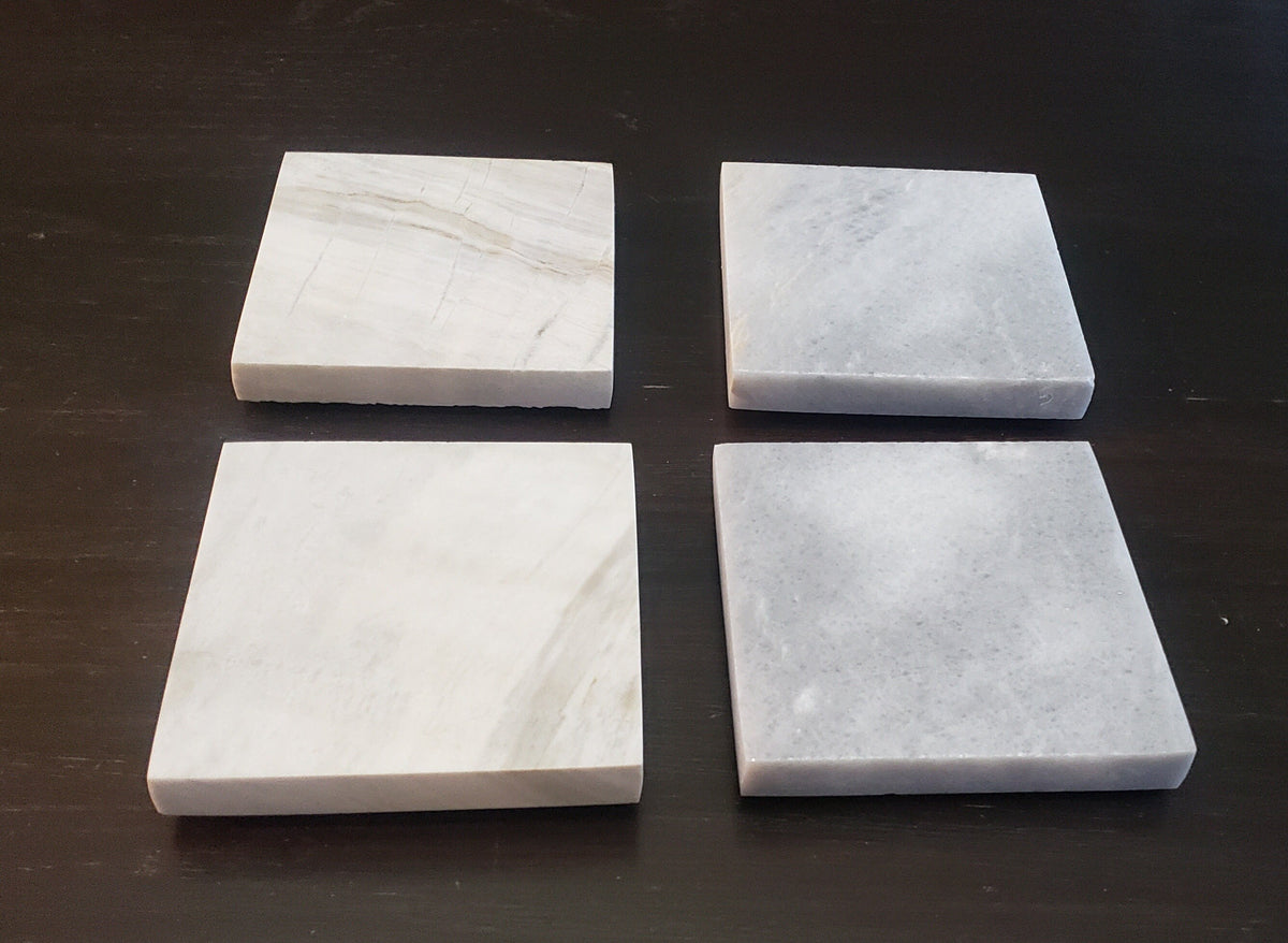 Sienna Azul Marble coasters, set of four 4" diameter coasters, available in round and square or mix and match FREE SHIPPING.