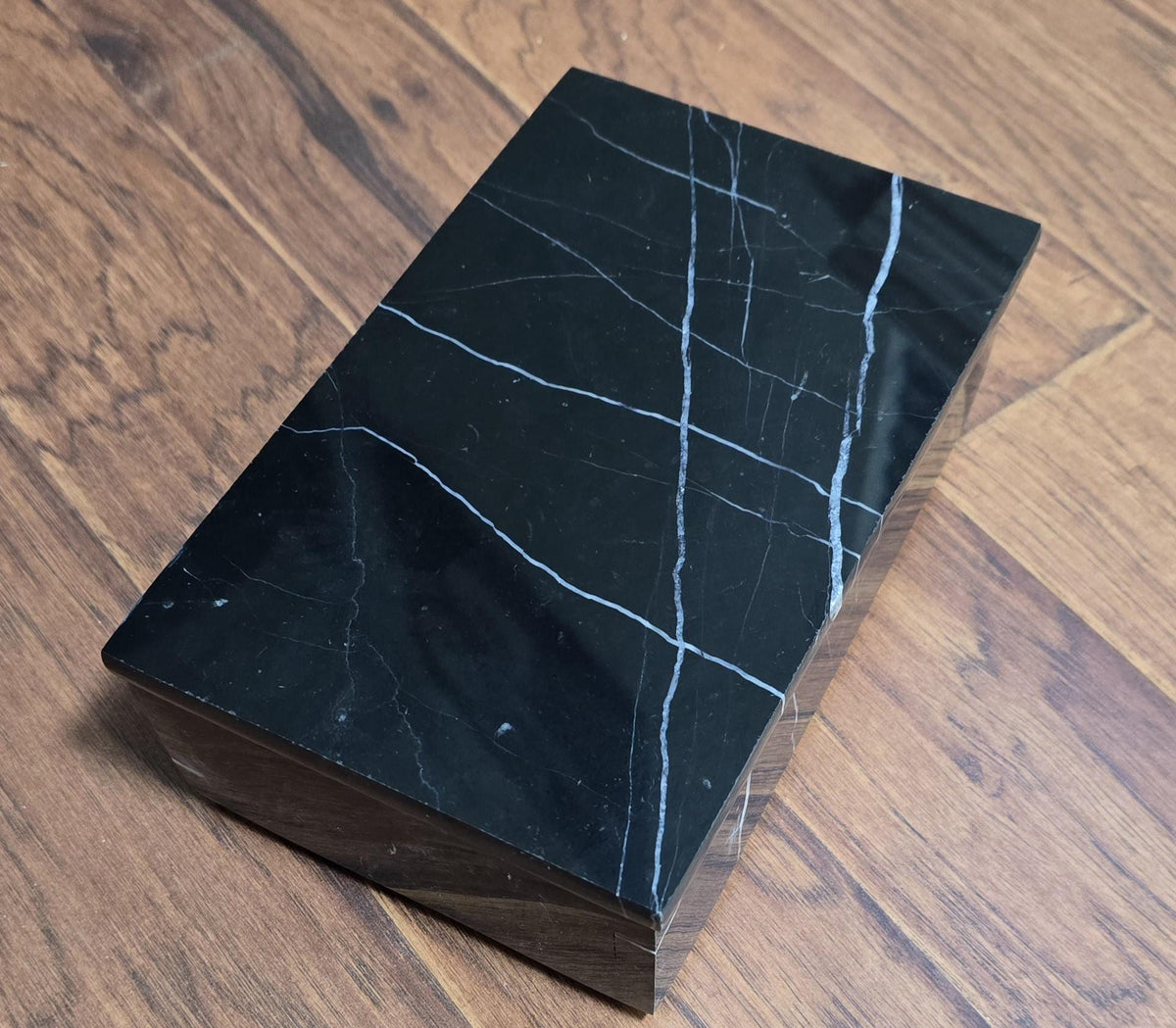 Handmade Nero Marquina Black Marble Box 10"×6" height 3" Beautiful Black Marble with white veining Free Shipping