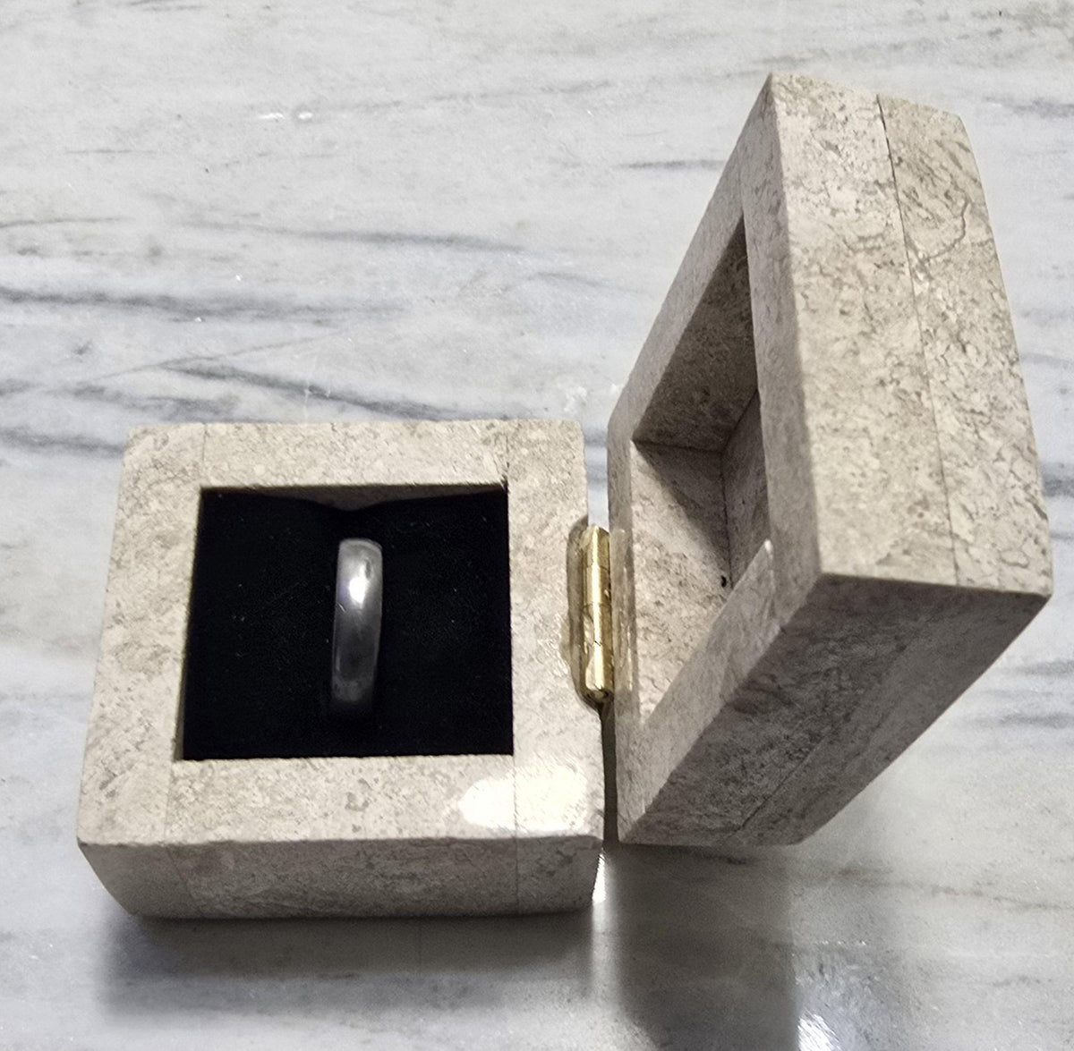 Cappuccino Marble Ring Box, Proposal Keepsake