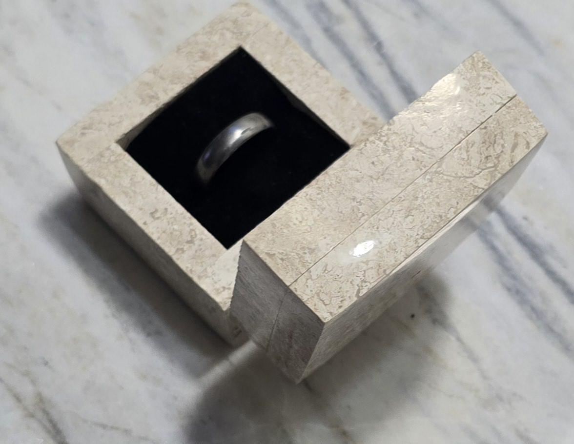 Cappuccino Marble Ring Box, Proposal Keepsake