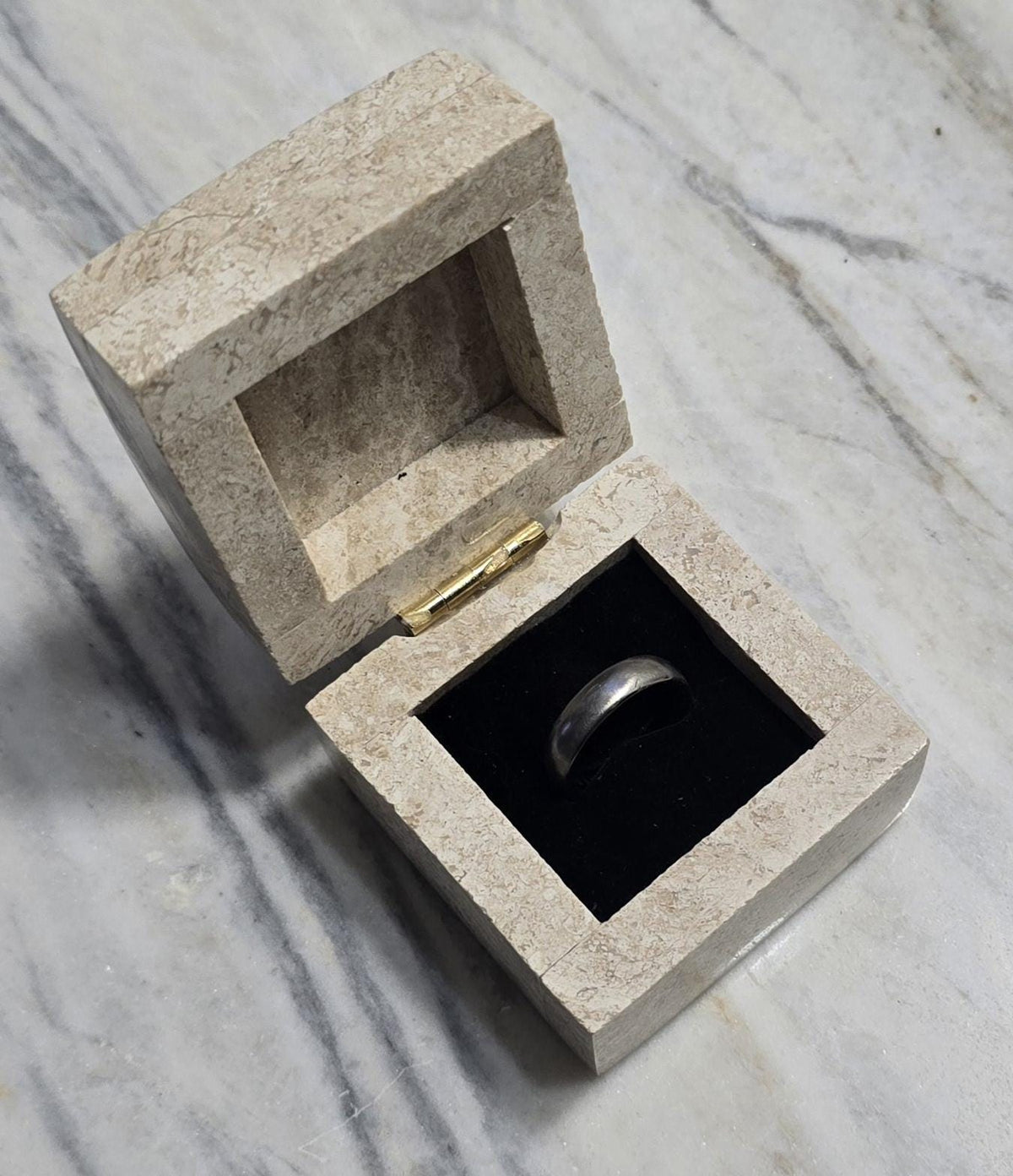Cappuccino Marble Ring Box, Proposal Keepsake