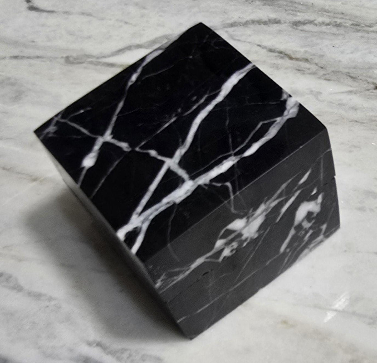 Mixed White Nero Marquina Marble Ring Box a beautiful box perfect for a proposal or display a perfect keepsake that will be treasure forever