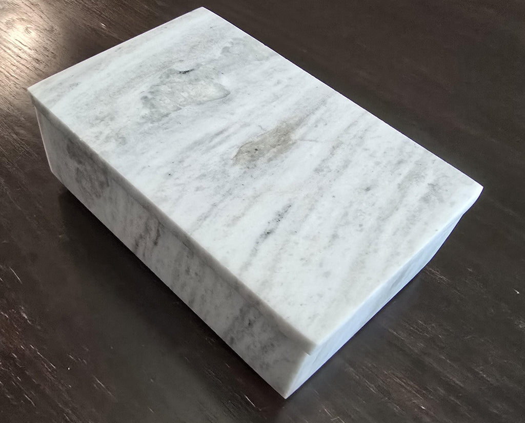 Handmade Bianco Orion Marble Box 8"×5" height 2 1/2" Am elegance unrivaled for your precious items Free Shipping