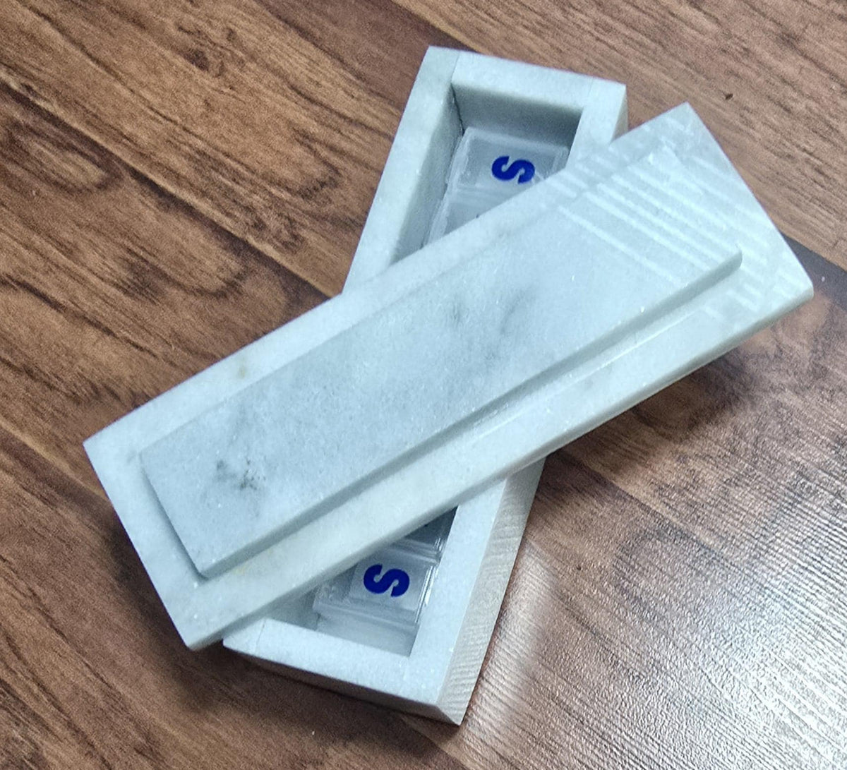 Ocean Silver marble pill box 7"×2 1/4" height 2 3/8" with weakly pill organizer FREE SHIPPING