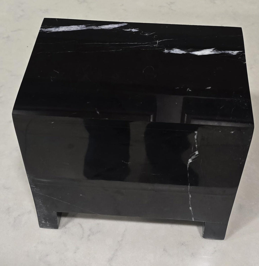 Handmade Nero Marquina Marble Pet Urn, Modern Memorial