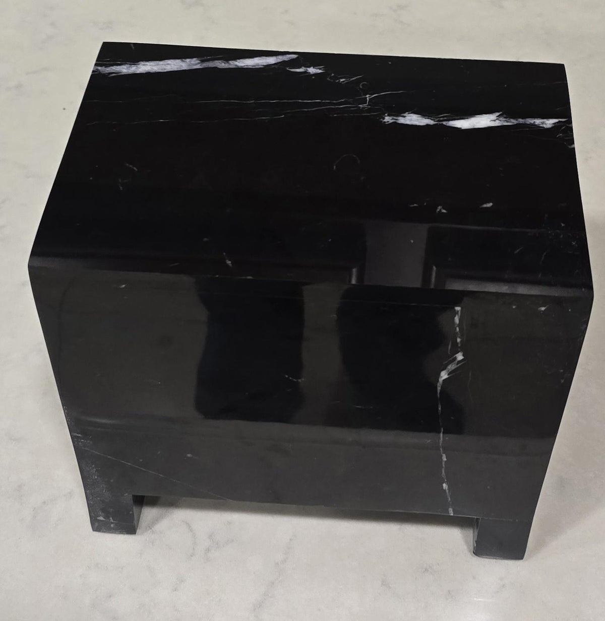 Handmade Nero Marquina Marble Pet Urn, Modern Memorial