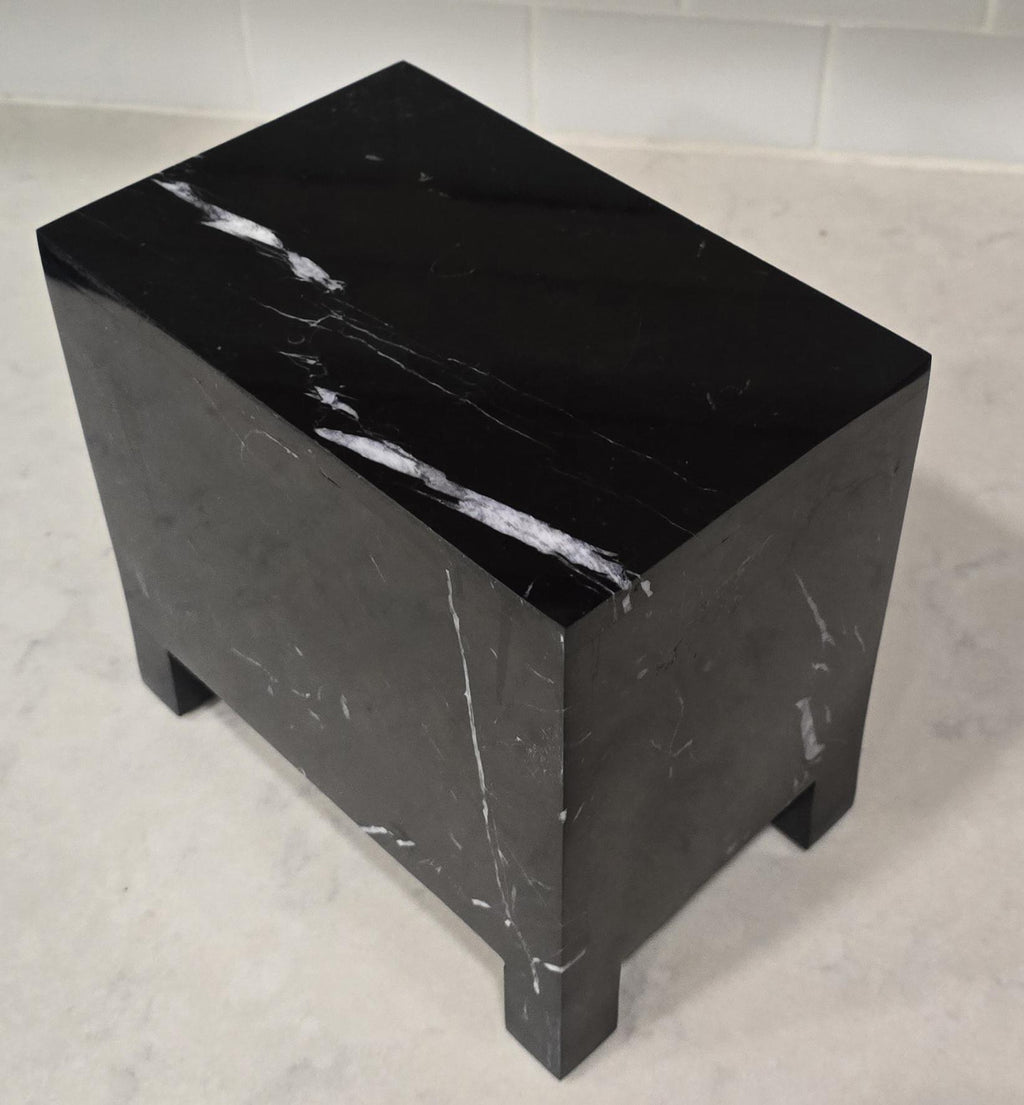 Handmade Nero Marquina Marble Pet Urn, Modern Memorial