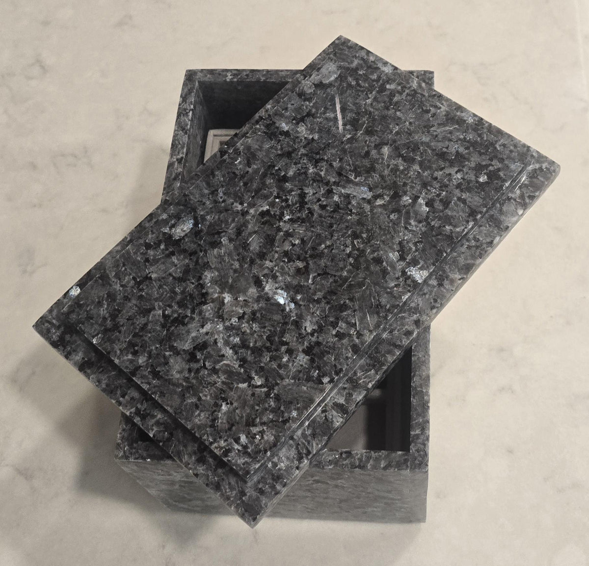 3 Tiered Blue Pearl Granite Jewelry box 9 1/2" × 6" height 4 3/4" Handmade Handcrafted Free Shipping