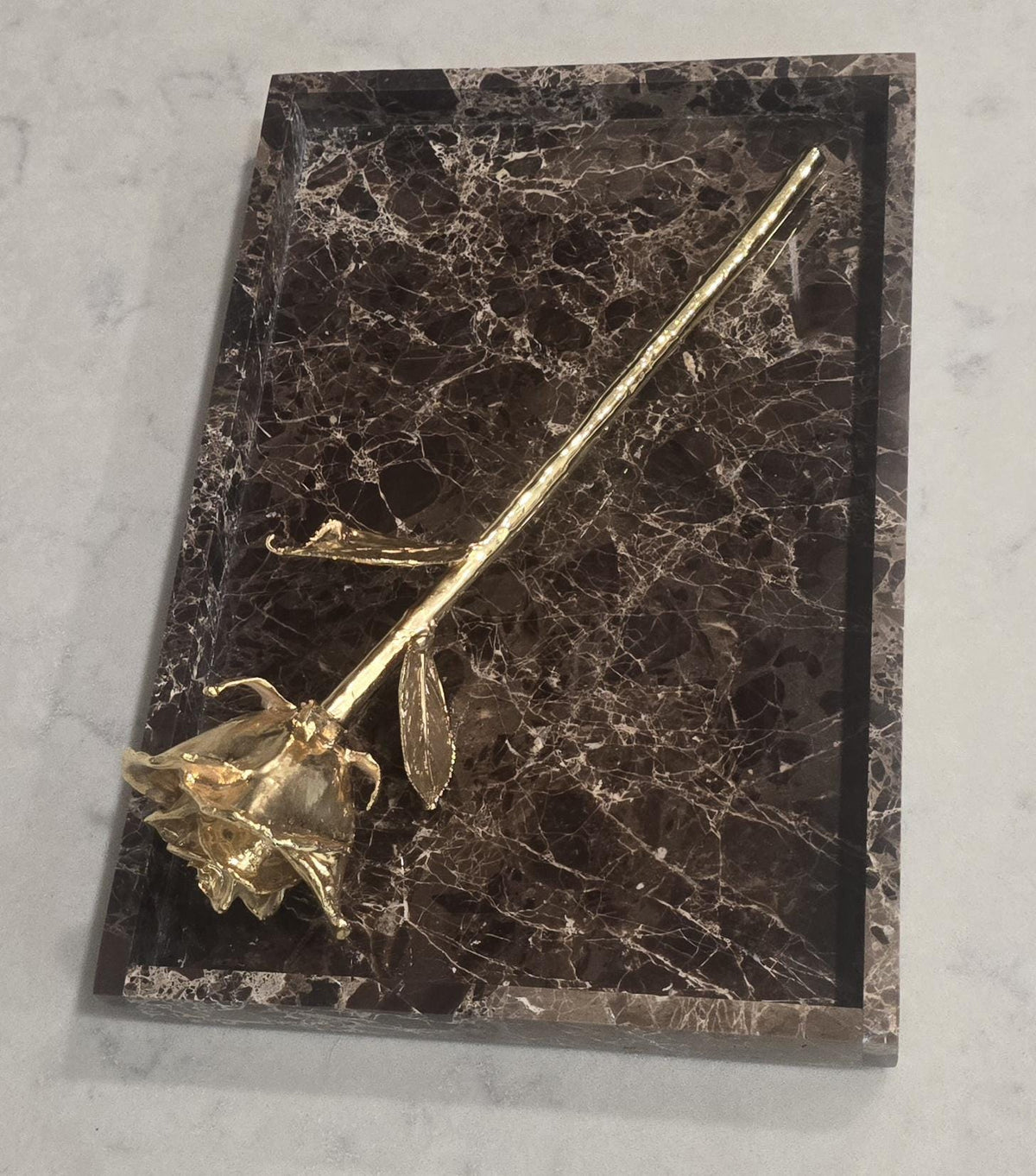 Emperador Dark Marble Tray 12" × 8" x 1"(height)Handmade, Free Shipping, Beautiful, Beautiful perfect for a housewarming gift. Centerpiece