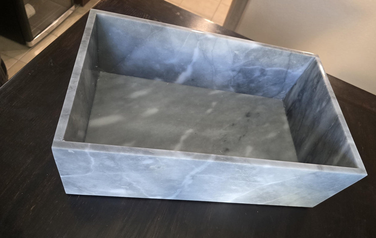 Vogue Gray Marble large box 15"×10" × height 4"  prefect for an elegant storage need Free Shipping message for custom dimensions.