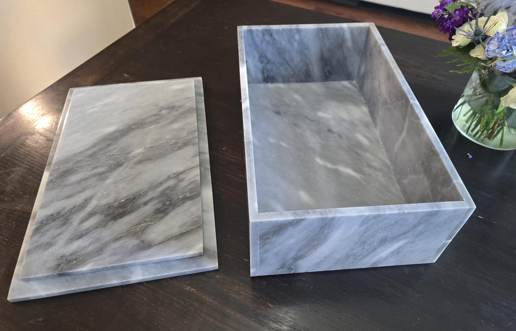 Vogue Gray Marble large box 15"×10" × height 4"  prefect for an elegant storage need Free Shipping message for custom dimensions.