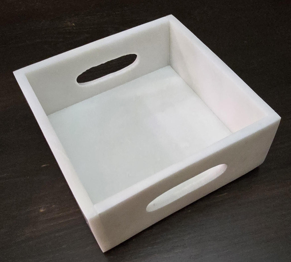 White Carrara Marble Napkin Holder 7 1/4"×7 1/4" height 3 1/2" with side handles holds 6" napkins perfectly FREE SHIPPING