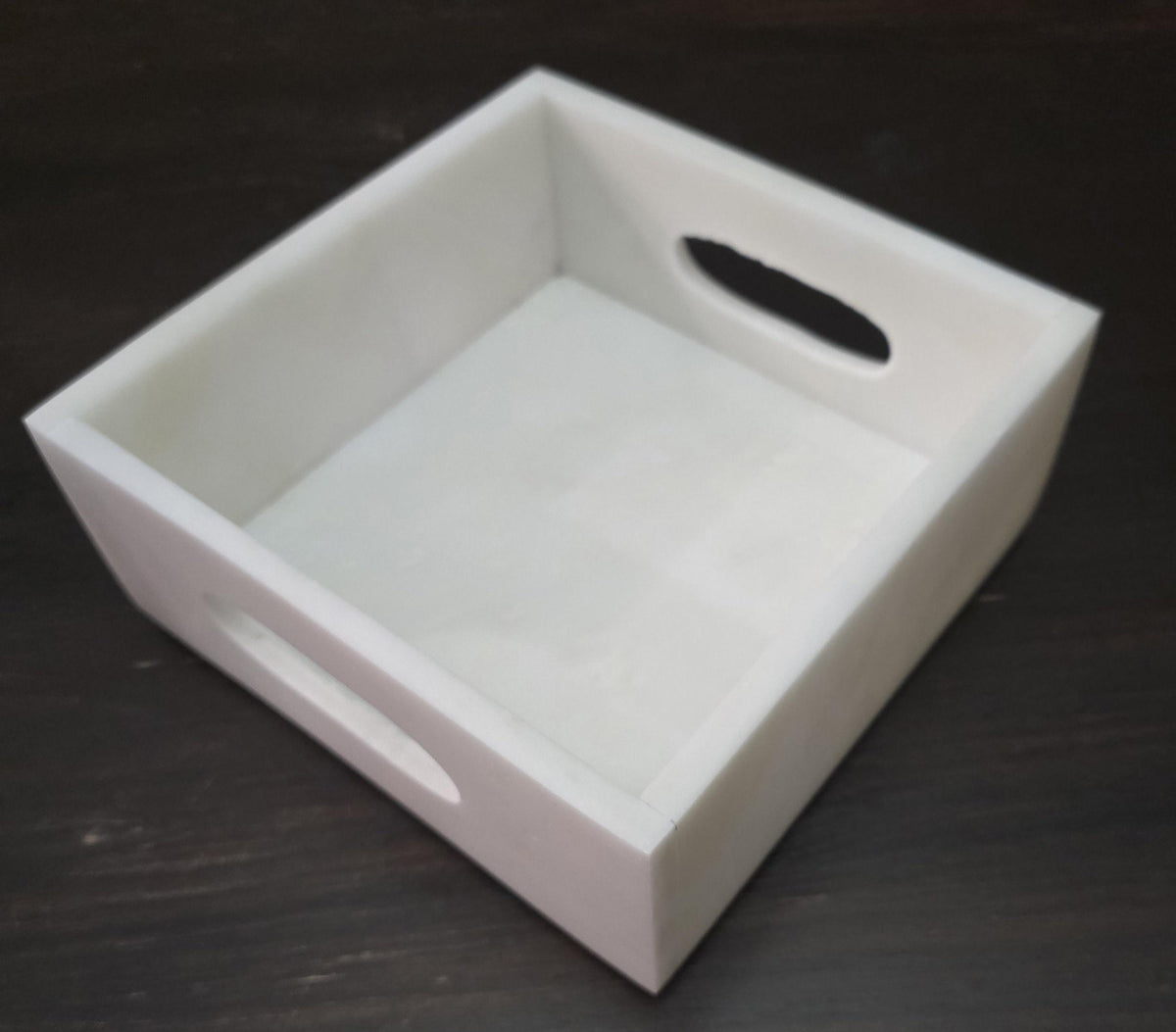 White Carrara Marble Napkin Holder 7 1/4"×7 1/4" height 3 1/2" with side handles holds 6" napkins perfectly FREE SHIPPING
