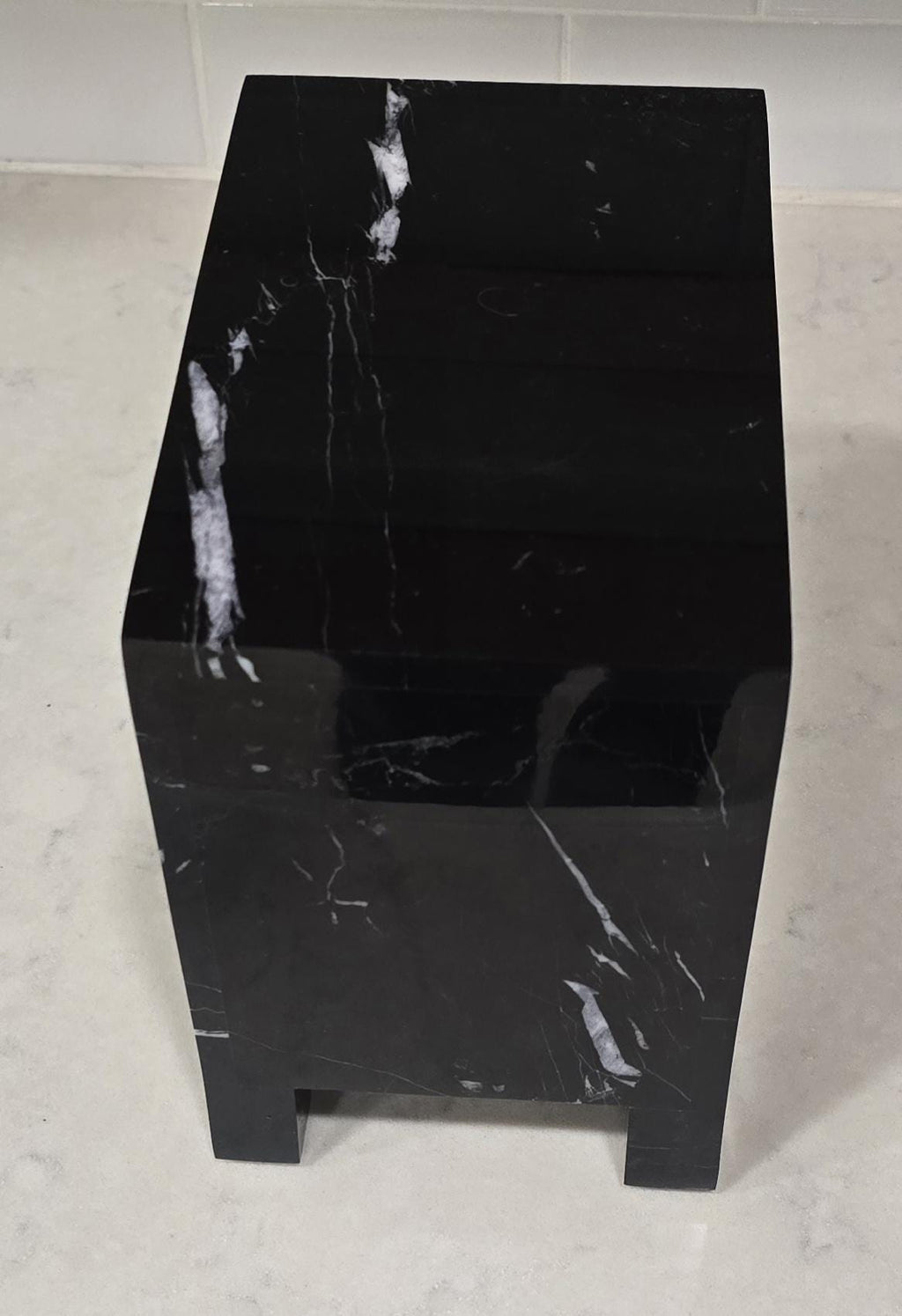 Handmade Nero Marquina Marble Pet Urn, Modern Memorial