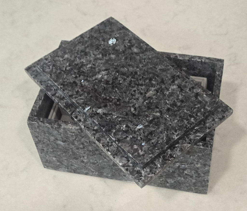 3 Tiered Blue Pearl Granite Jewelry box 9 1/2" × 6" height 4 3/4" Handmade Handcrafted Free Shipping