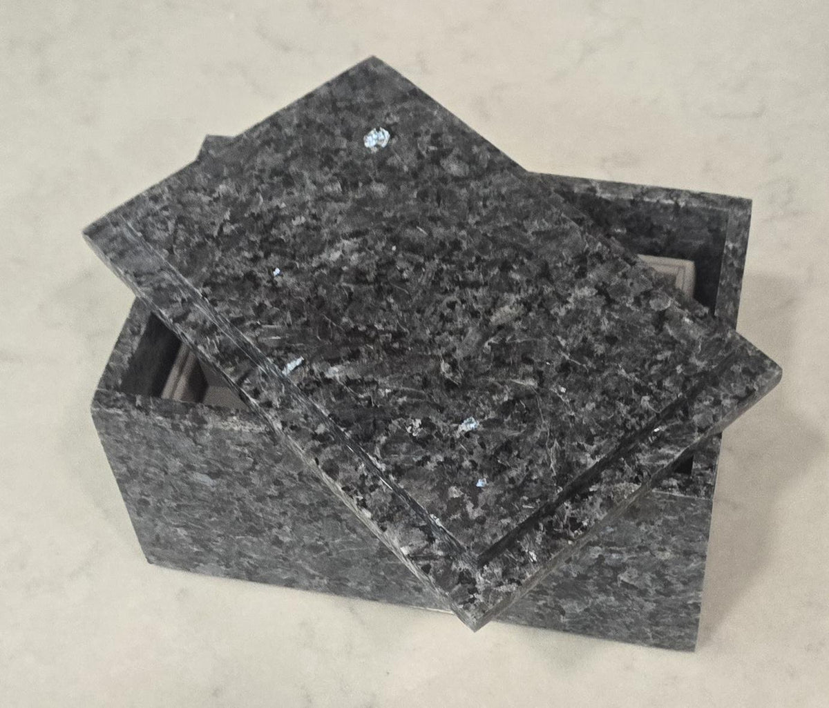 3 Tiered Blue Pearl Granite Jewelry box 9 1/2" × 6" height 4 3/4" Handmade Handcrafted Free Shipping
