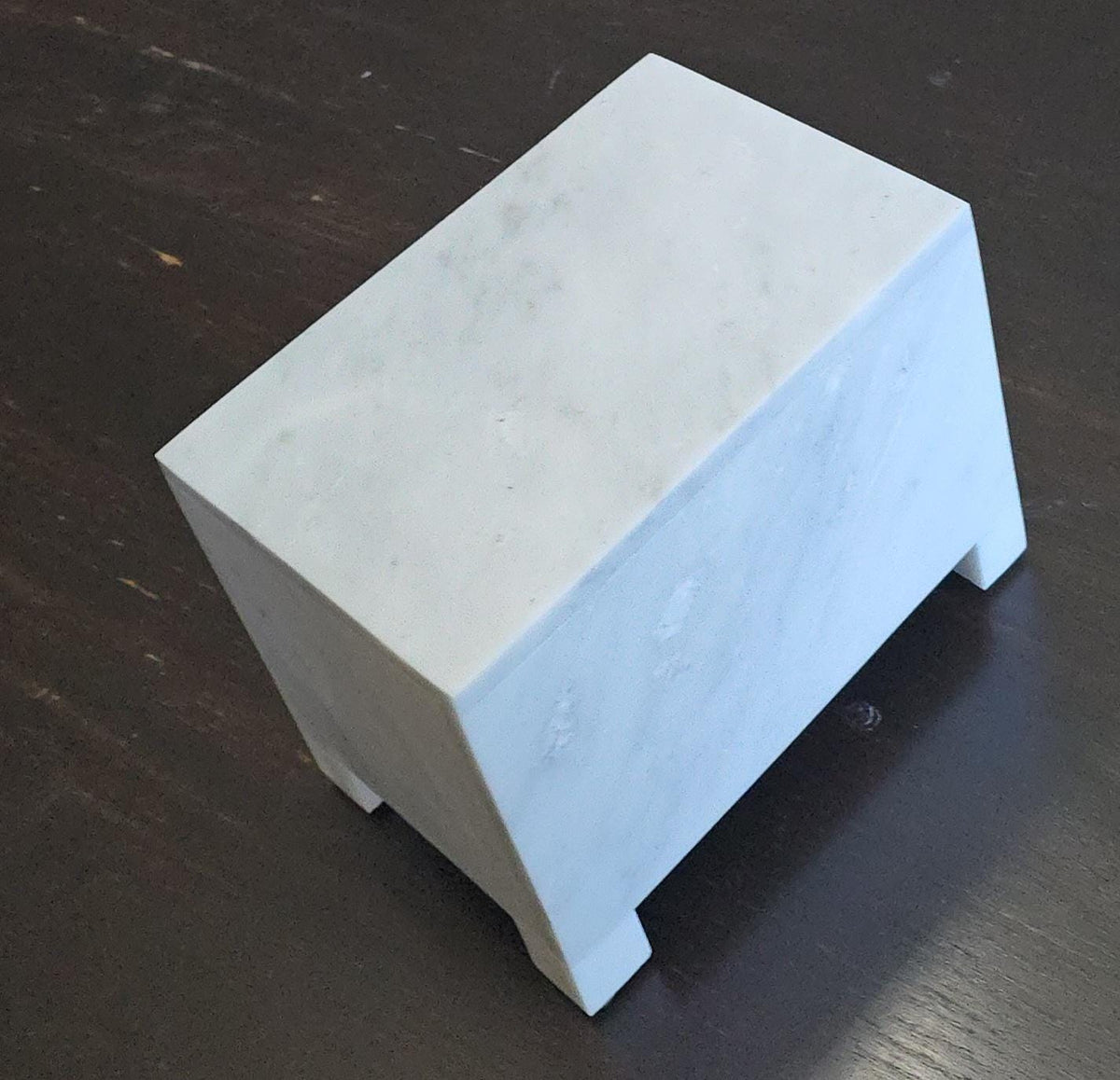 Handmade White Carrara Pet Urn 8 1/2" x 5 1/2" Height 6 1/2" rich creamy white with beautiful grey accents. Elegant vessel. Free Shipping.